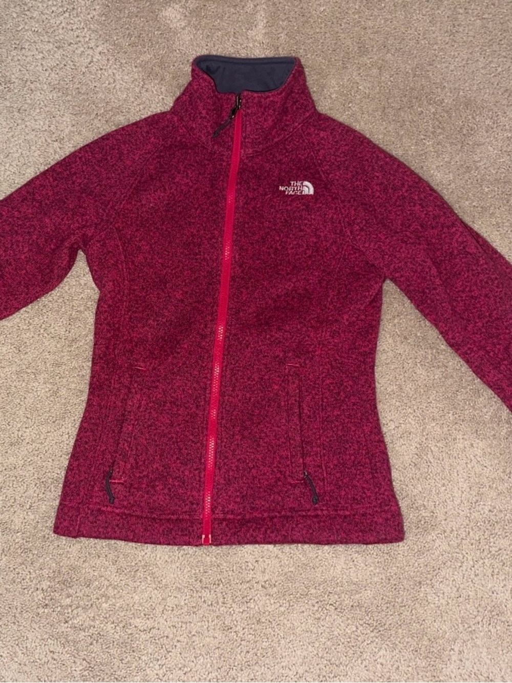 The North Face Women's Dark Pink Marled Fleece Jacket - Full Zip